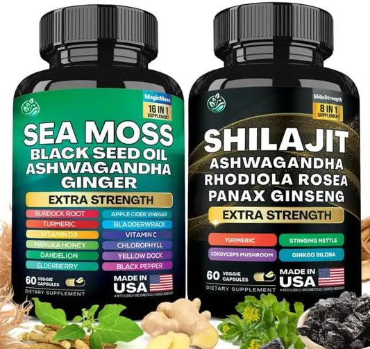 Combo Shilajit y Musgo Marino (120 Cápsulas)
